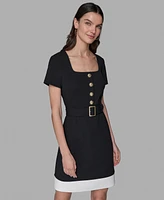 Karl Lagerfeld Paris Women's Square-Neck A-Line Dress
