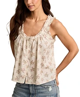 Lucky Brand Women's Floral Print Button-Front Sleeveless Top