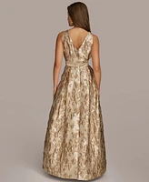 Donna Karan New York Women's Metallic-Print Surplice Gown