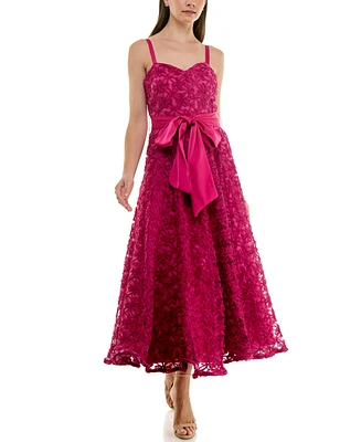 Taylor Women's Chiffon Ribbon Sweetheart A-Line Dress