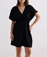 Reistor Women's Short gathered Dress Black