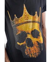 heads or tails Men's Crown Skull Rhinestone Crew T-Shirt