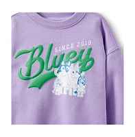 Cotton On Little Girls Little/Big License Sammy Fleece Crew-Bluey