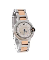 Pre-Owned Cartier Ballon Bleu de Cartier Quartz Watch in Stainless Steel and Rose Gold with Diamond Markers 28mm