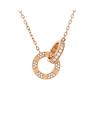 Pre-Owned Cartier Love Interlocking Pave Necklace 18K Rose Gold and Diamonds