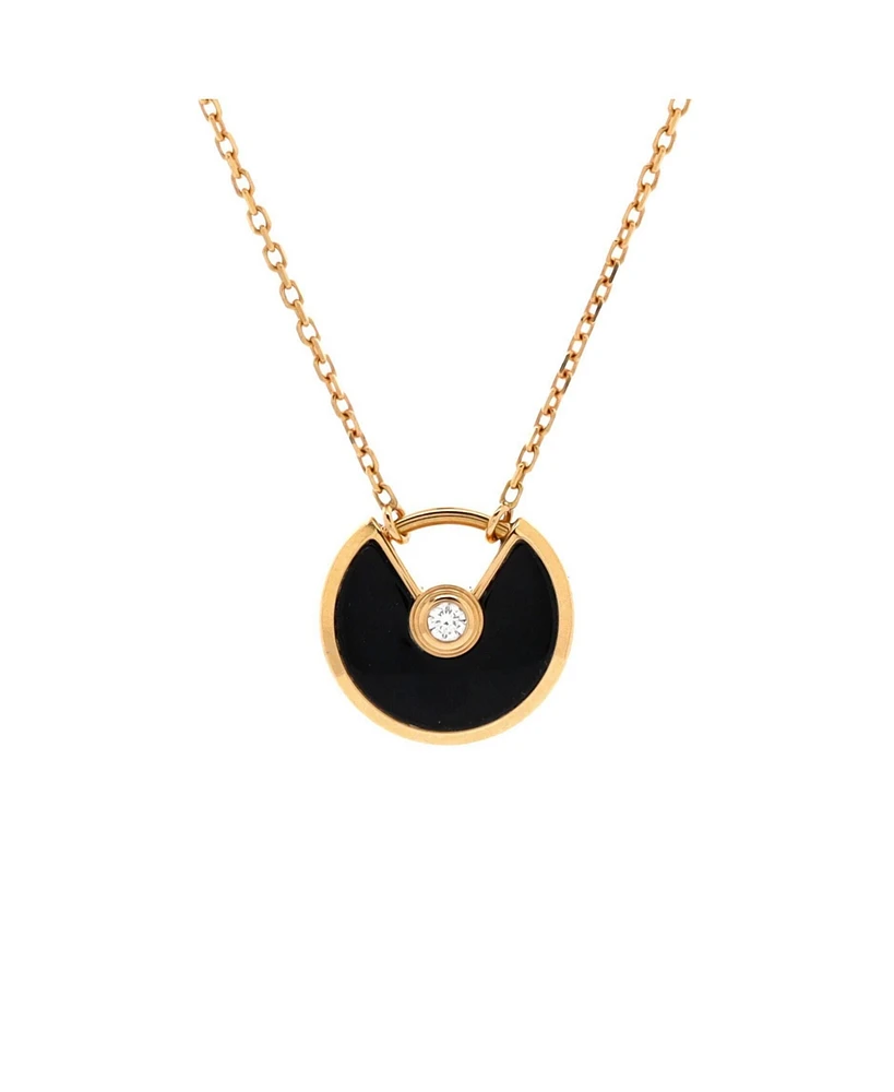 Pre-Owned Cartier Xs Amulette de Cartier Pendant Necklace 18K Rose Gold with Onyx and Diamond