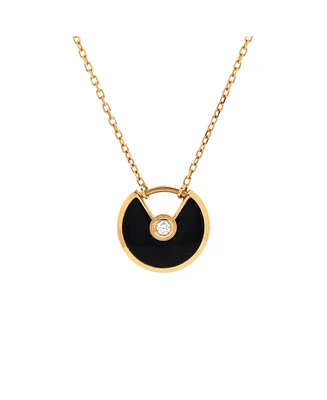 Pre-Owned Cartier Xs Amulette de Cartier Pendant Necklace 18K Rose Gold with Onyx and Diamond