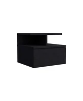 Minimalist Floating Faux Wood Nightstand with Storage Drawer