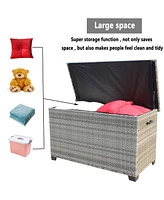 Wicker Patio Furniture Storage Box (Grey )