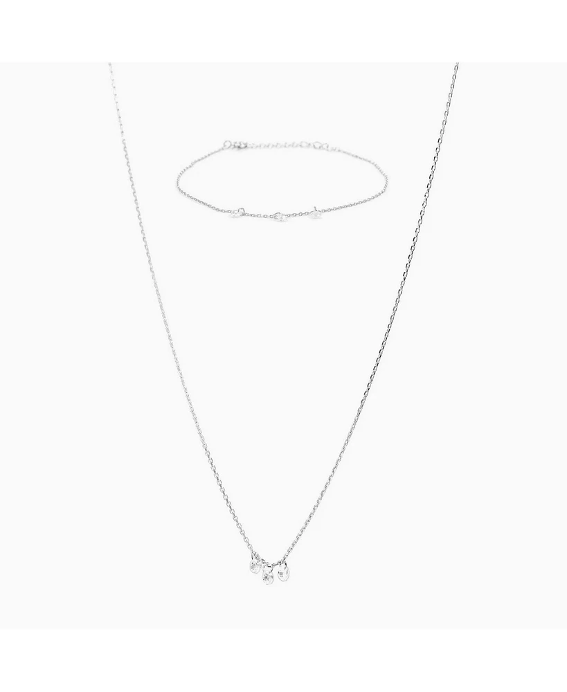Sterling Silver Emmeline Three Charms Necklace & Bracelet Set
