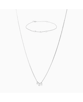 Sterling Silver Emmeline Three Charms Necklace & Bracelet Set
