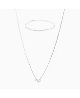 Sterling Silver Emmeline Three Charms Necklace & Bracelet Set