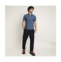Campus Sutra Men's Steel Blue Seamless Waffle Polo T-Shirt