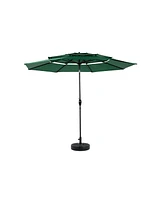 9ft 3-Tier Auto-Tilt Patio Umbrella - Dark Green (Base Not Incl.)