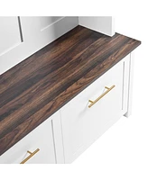 4-in-1 Hall Tree: Hooks, Storage Bench, 76.6"H
