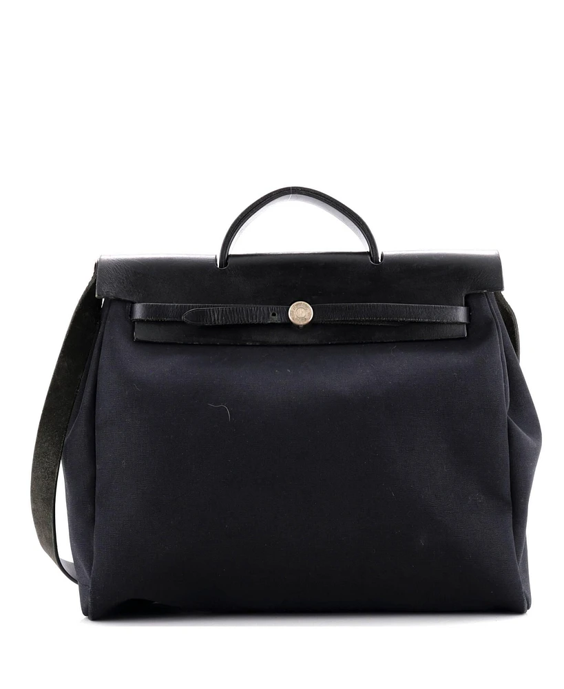 Pre-Owned Hermes 39 Herbag Zip Leather and Toile