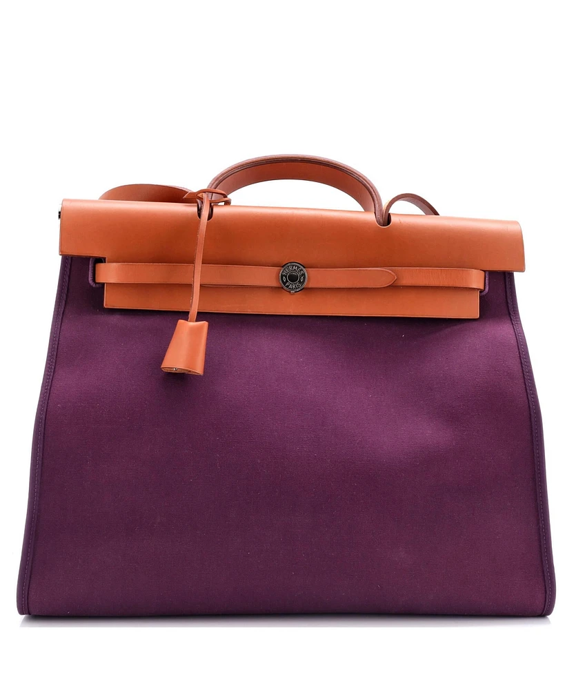Pre-Owned Hermes 39 Herbag Zip Leather and Toile