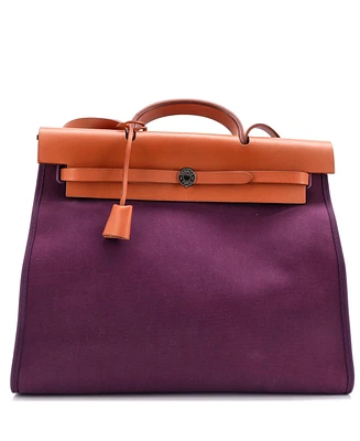Pre-Owned Hermes 39 Herbag Zip Leather and Toile