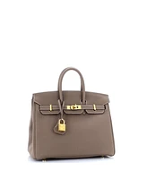 Pre-Owned Hermes Birkin 25 Handbag Grey Togo with Gold Hardware