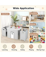 4-in-1 Kids Table and Chairs with Multiple Storage for Learning