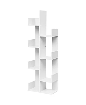 8-Tier Bookshelf Bookcase with 8 Open Compartments Space-Saving Storage Rack