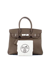 Pre-Owned Hermes Birkin 30 Handbag Brown Epsom with Palladium Hardware