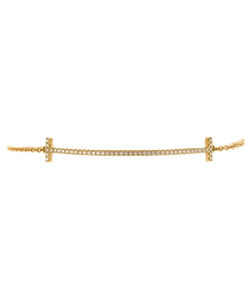 Pre-Owned Tiffany & Co. Medium T Smile Chain Bracelet 18K Gold with Diamonds