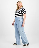 On 34th Trendy Plus High-Rise Relaxed-Fit Wide-Leg Sailor Jeans, Exclusively at Macy's