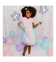 Sweet Wink Toddler Girls Birthday Patch Rainbow Ombre Sequin Short Sleeve Tutu Dress