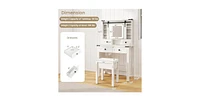Makeup Vanity Desk with Mirror and Adjustable Storage Shelves