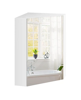 Corner Medicine Cabinet with Mirror with Open Mirror Door and Adjustable Shelf
