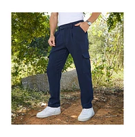 Campus Sutra Men's Indigo Blue Utility Pleated Trousers