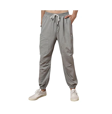Campus Sutra Men's Coin Grey Parachute Utility Trousers