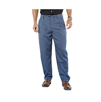 Campus Sutra Men's Steel Blue Tailored Linen-Blend Trousers