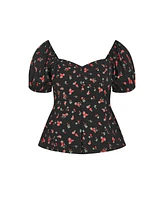 City Chic Plus Daydreamer Print Top