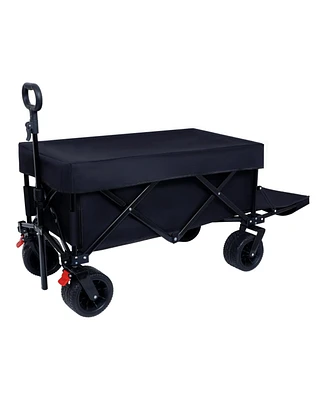 Foldable Wagon with Tailgate, Cover, 400LBS