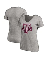 Fanatics Women's Gray Texas A&M Aggies Primary Logo V-Neck T-Shirt