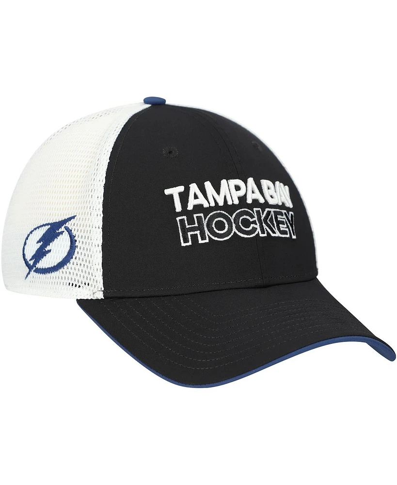 Fanatics Men's Black/White Tampa Bay Lightning Authentic Pro Rink Alternate Trucker Adjustable Hat