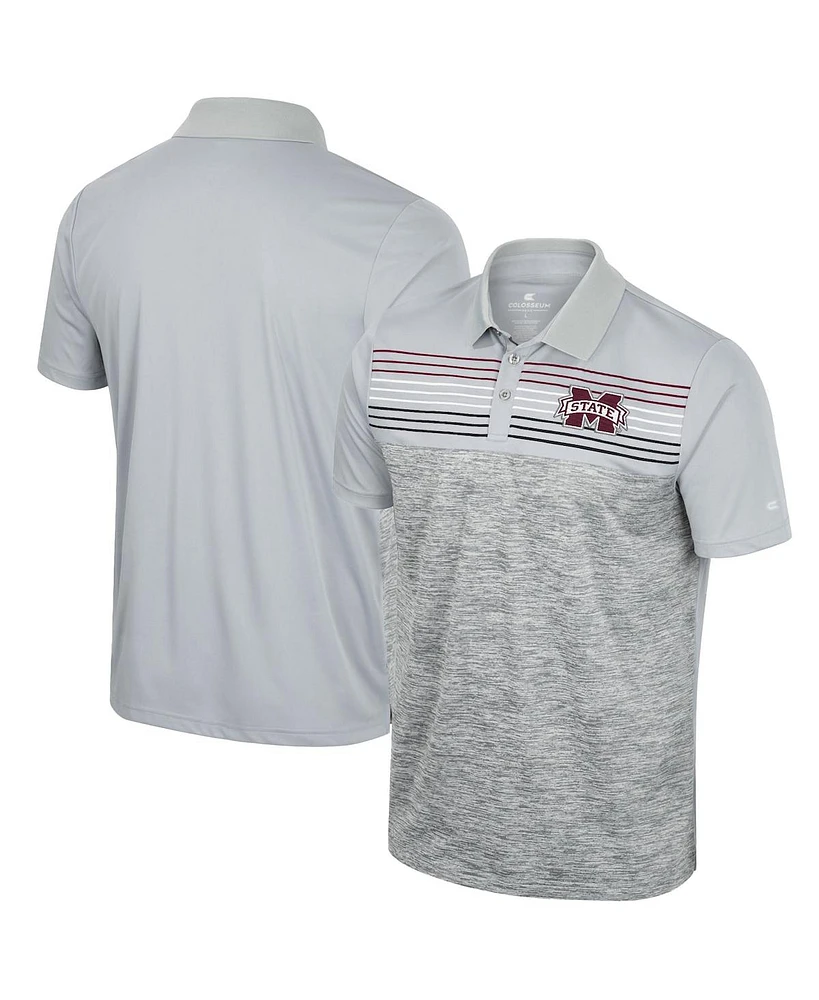 Colosseum Men's Gray Mississippi State Bulldogs Cybernetic Polo Shirt
