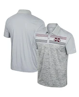 Colosseum Men's Gray Mississippi State Bulldogs Cybernetic Polo Shirt