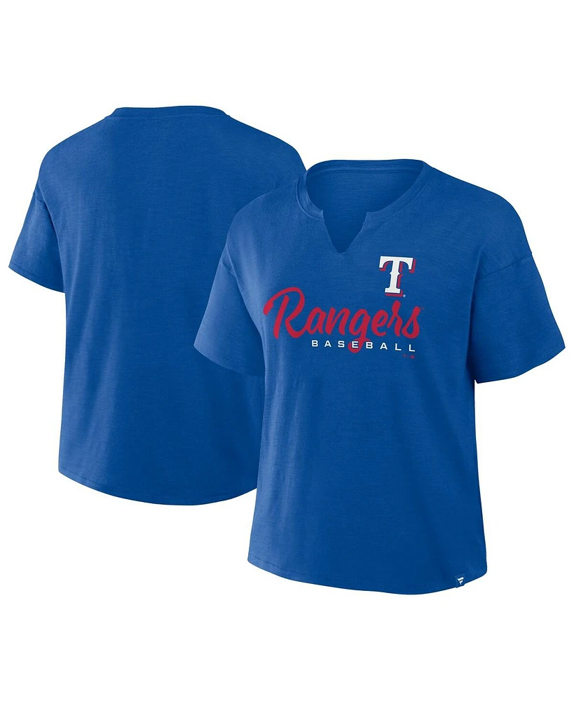 Fanatics Women's Royal Texas Rangers Fan Fave Stadium Slub Boxy T-Shirt