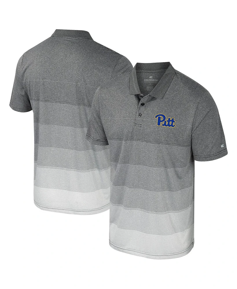 Colosseum Men's Gray Pitt Panthers Striped Mesh Polo Shirt