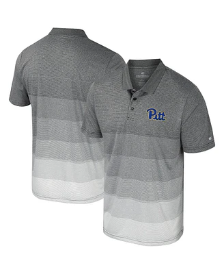 Colosseum Men's Gray Pitt Panthers Striped Mesh Polo Shirt
