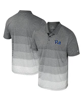 Colosseum Men's Gray Pitt Panthers Striped Mesh Polo Shirt