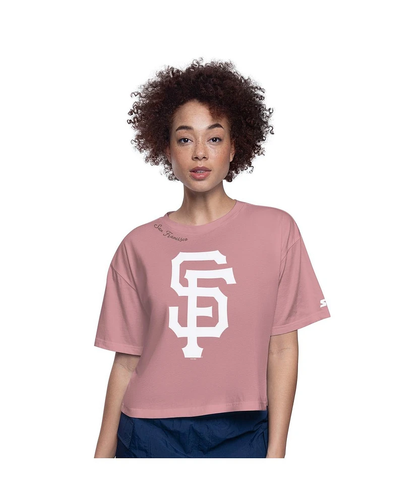 Starter Women's Pink San Francisco Giants Play the Ball Boxy Cropped T-Shirt