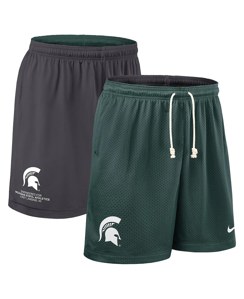 Nike Men's Green/Charcoal Michigan State Spartans 2025 Sideline Reversible Performance Shorts