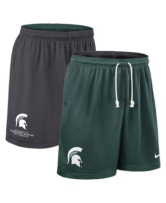Nike Men's Green/Charcoal Michigan State Spartans 2025 Sideline Reversible Performance Shorts