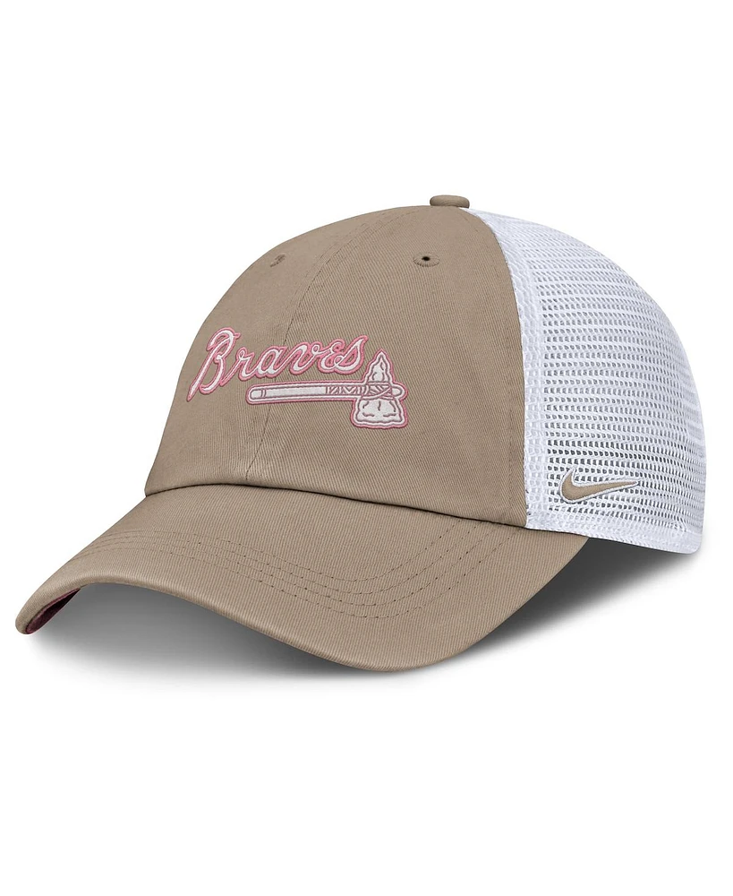 Nike Men's and Women's Khaki/White Atlanta Braves Club Trucker Adjustable Hat