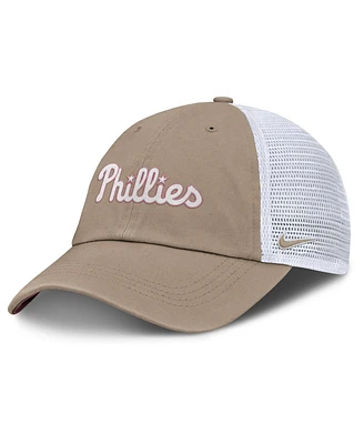 Nike Men's and Women's Khaki/White Philadelphia Phillies Club Trucker Adjustable Hat