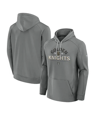 Fanatics Men's Gray Vegas Golden Knights 2025 Stanley Cup Playoffs Authentic Pro Rink Fly Fleece Pullover Hoodie